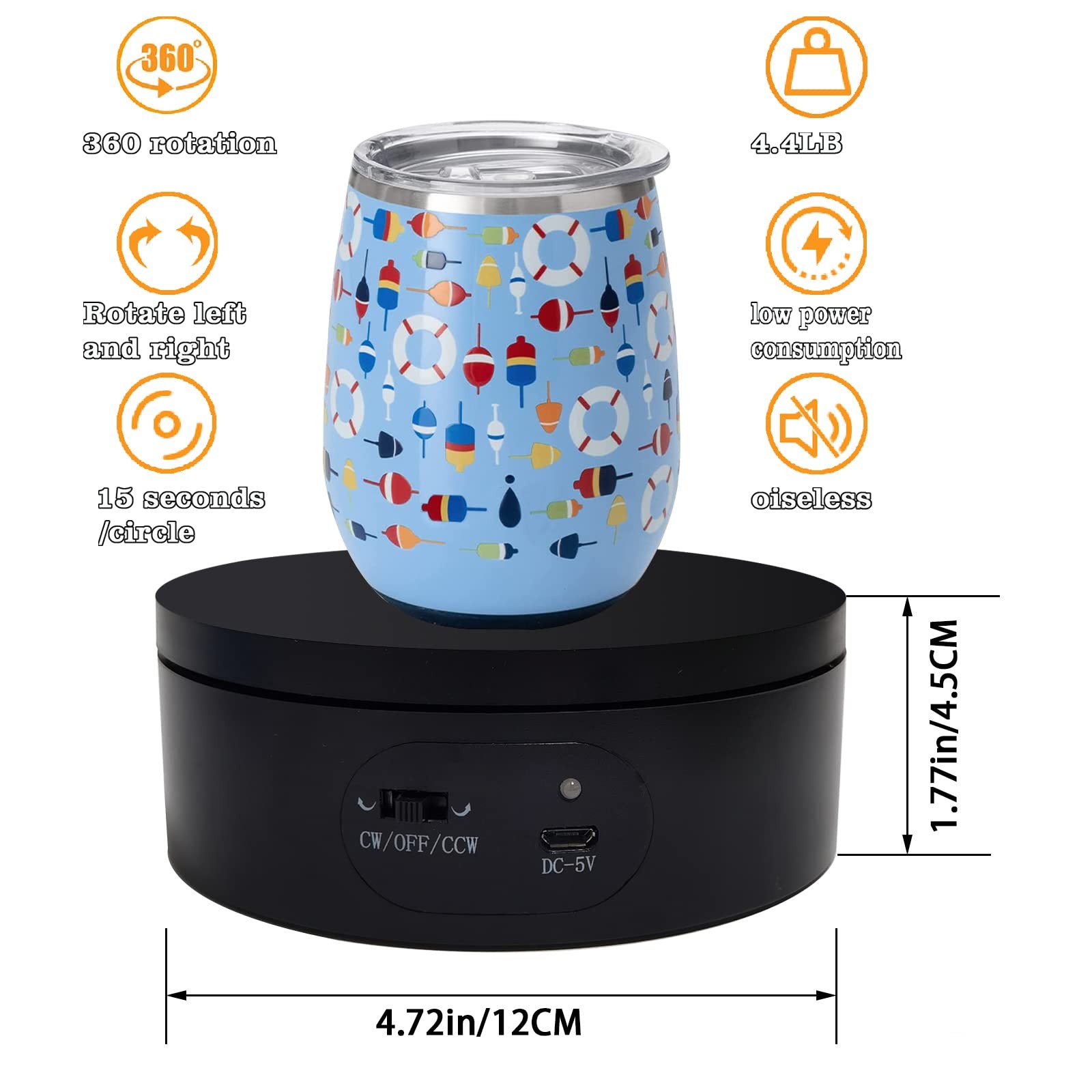 YVV Motorized Rotating Display Stand,Turner Cup Platform for Epoxy Black