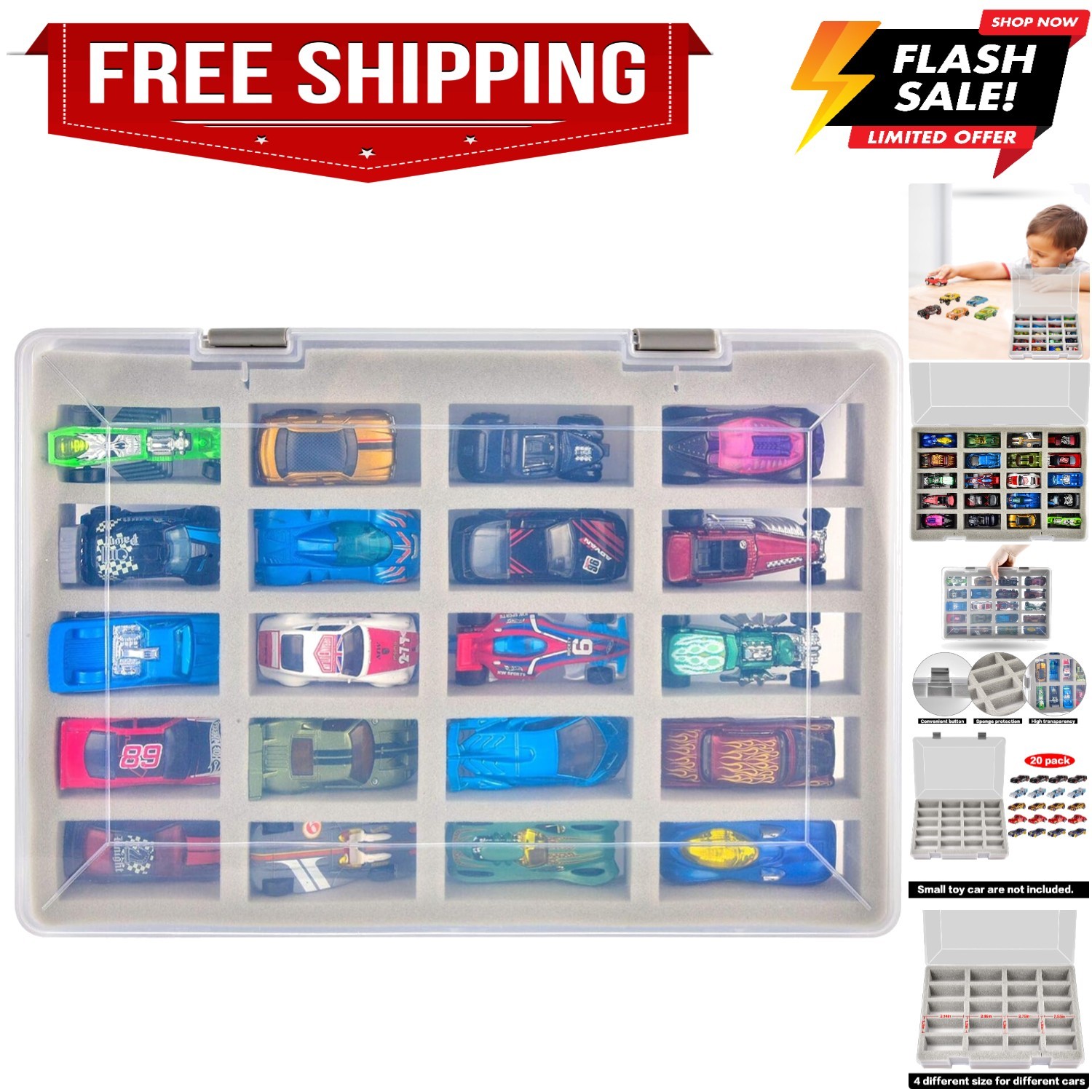 Case Compatible with Hot Wheels Cars. Toy Organizer Storage Container Holds f...