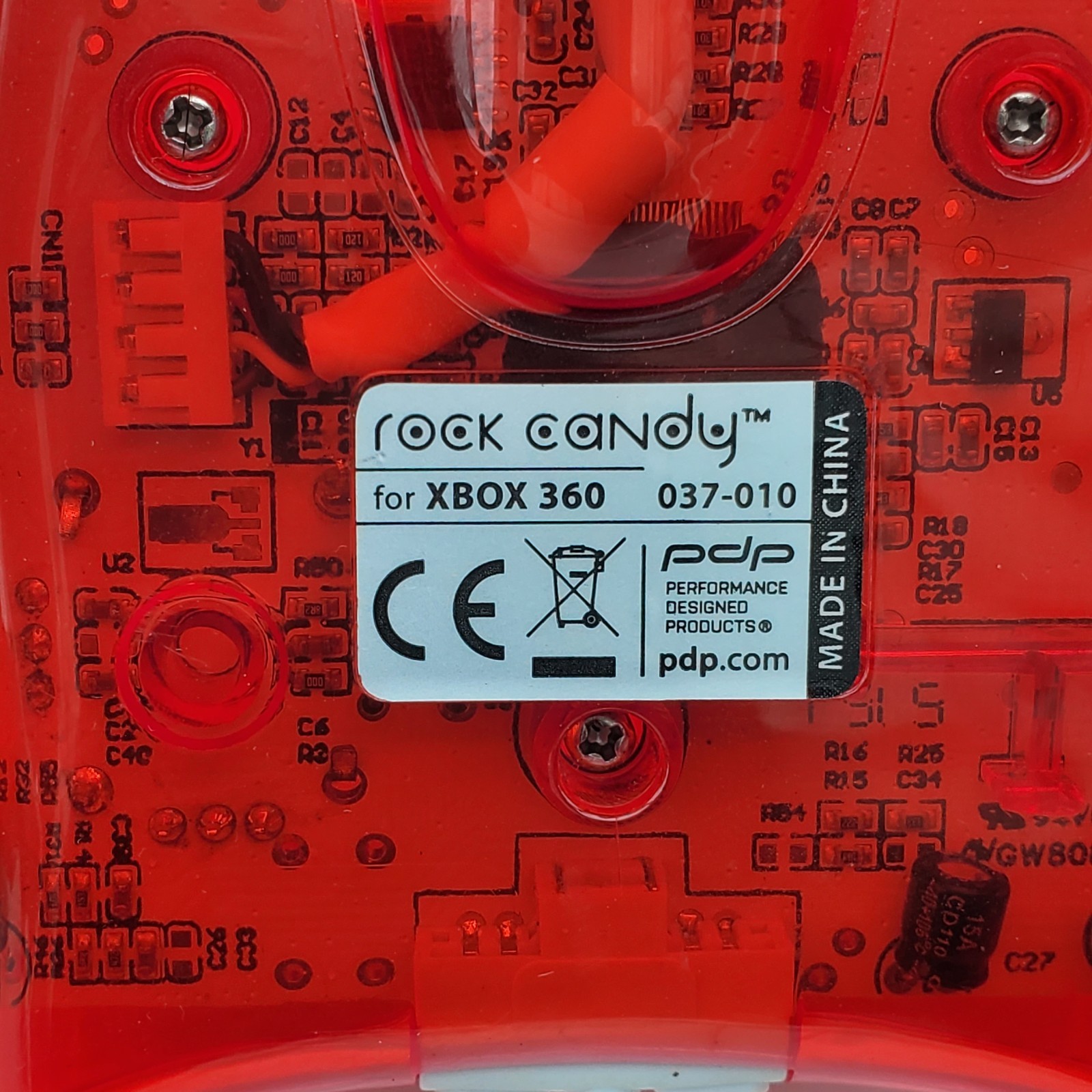 PDP Rock Candy Wired Controller Xbox 360 - Red 037-010 Neon Translucent Gamepad