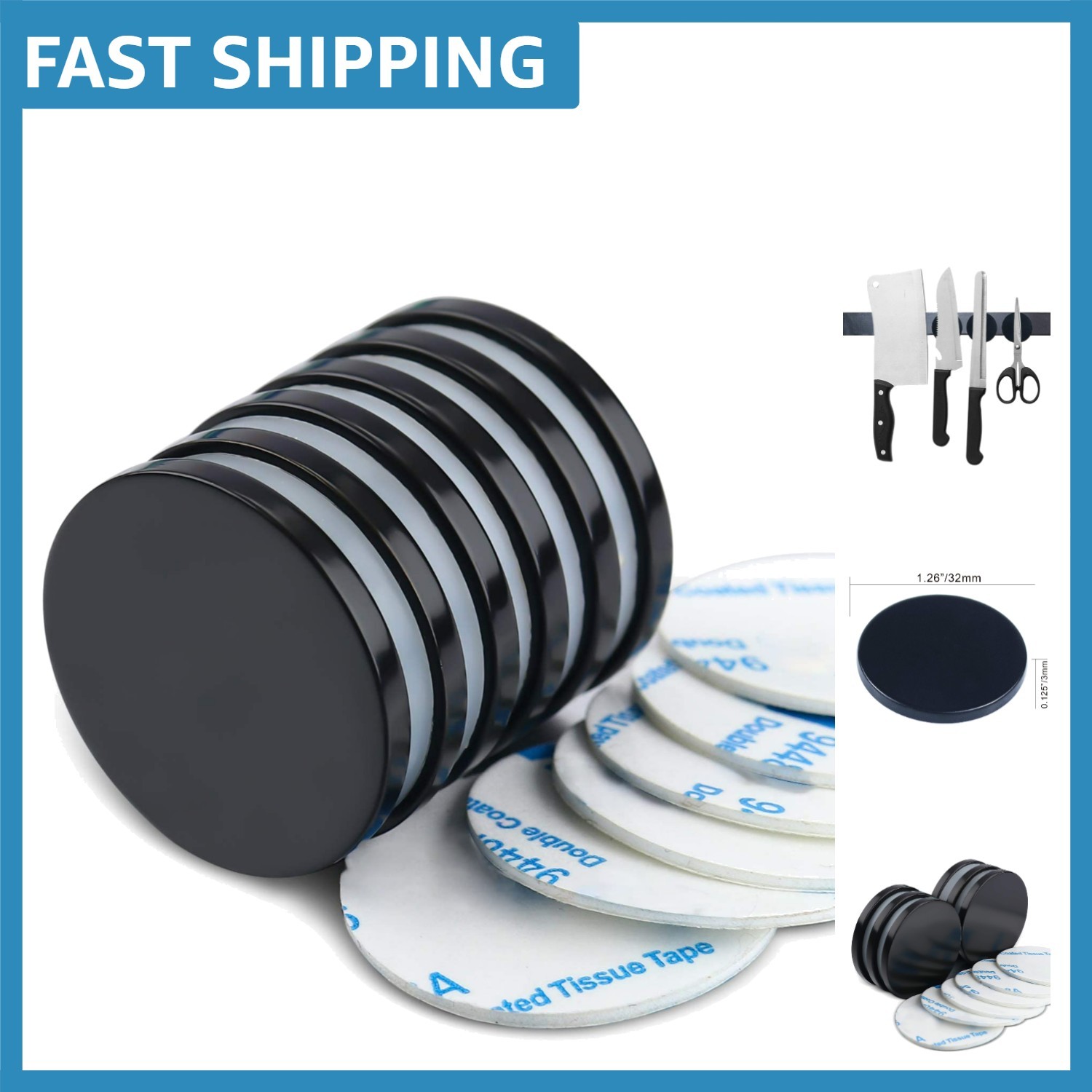 Neodymium Disc Magnets 1.26'' - Scratch-Free and Durable, 6 Count Pack