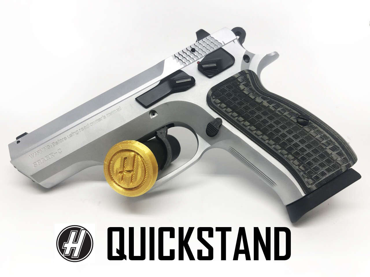Hilljak Quickstand Handgun Display Stand - Black & Gold