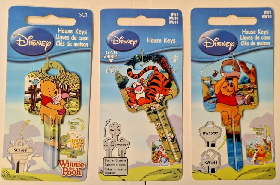 Disney WINNIE THE POOH House Key EEYORE TIGGER Blank Keys Kwikset or Schlage NEW