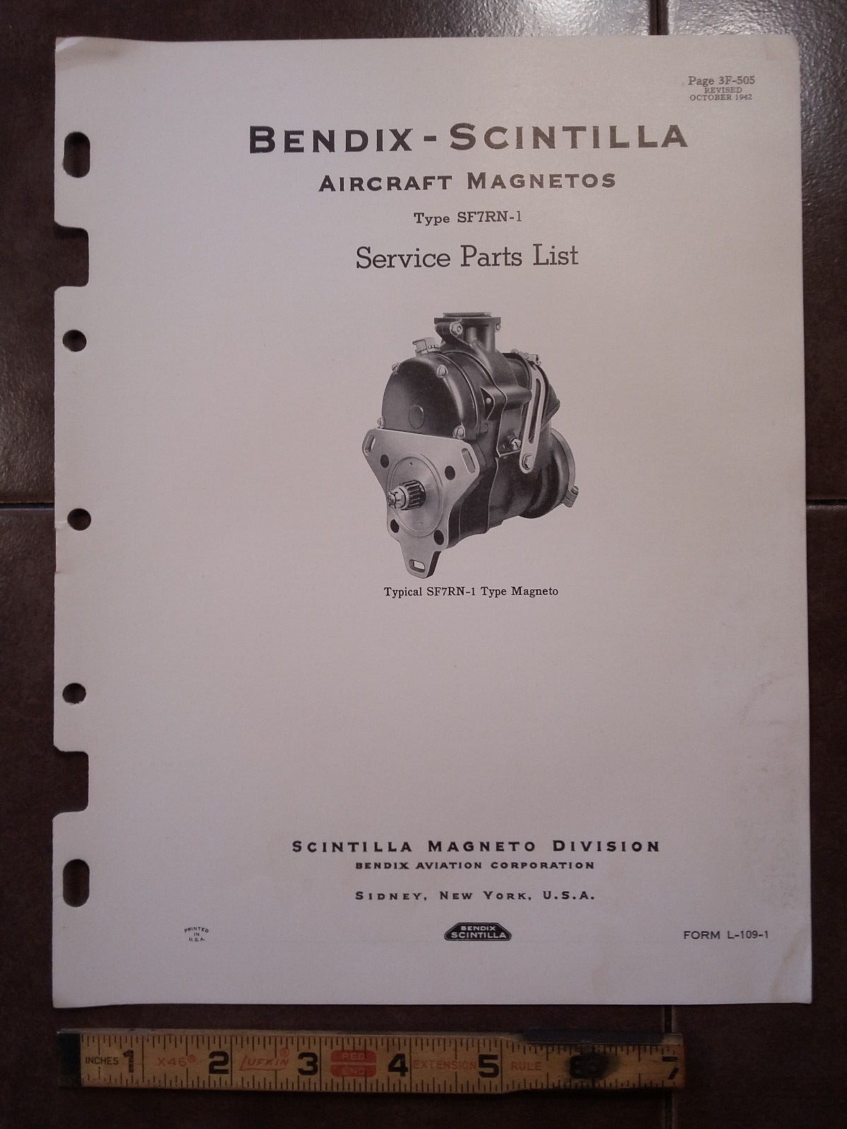 Bendix Scintilla SF7RN-1 Parts Booklet