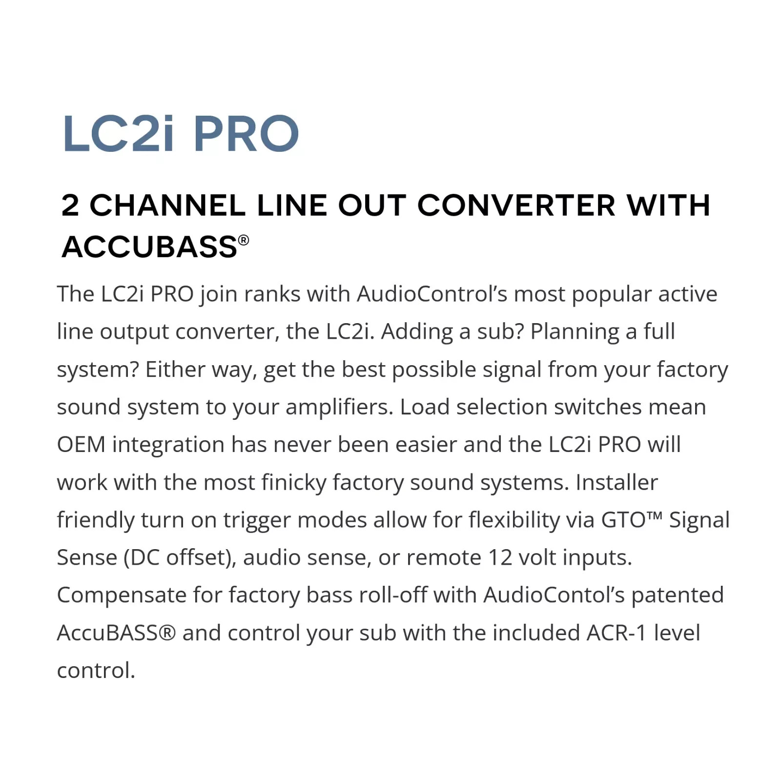 AudioControl LC2i PRO Amplifier Integration Solution for 2008-2021 Honda & Acura