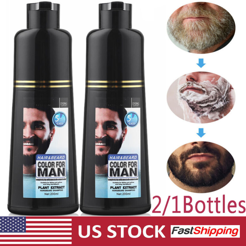 MOKERU Permanent Men Beard Hair Color Dye Tint Moustache Black Darkening Shampoo
