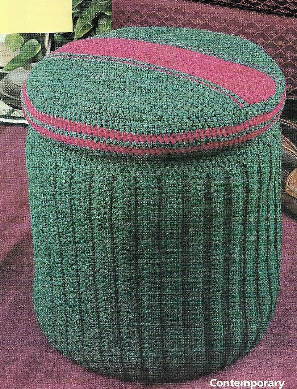 FOOTSTOOL CADDIES 3 DESIGNS HOME DECOR DIGEST SIZE CROCHET PATTERN INSTRUCTIONS