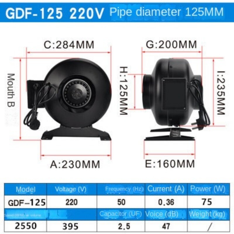 GDF Round Duct Fan Coaxial Centrifugal Fan Duct Silent Ventilation Exhaust Fan