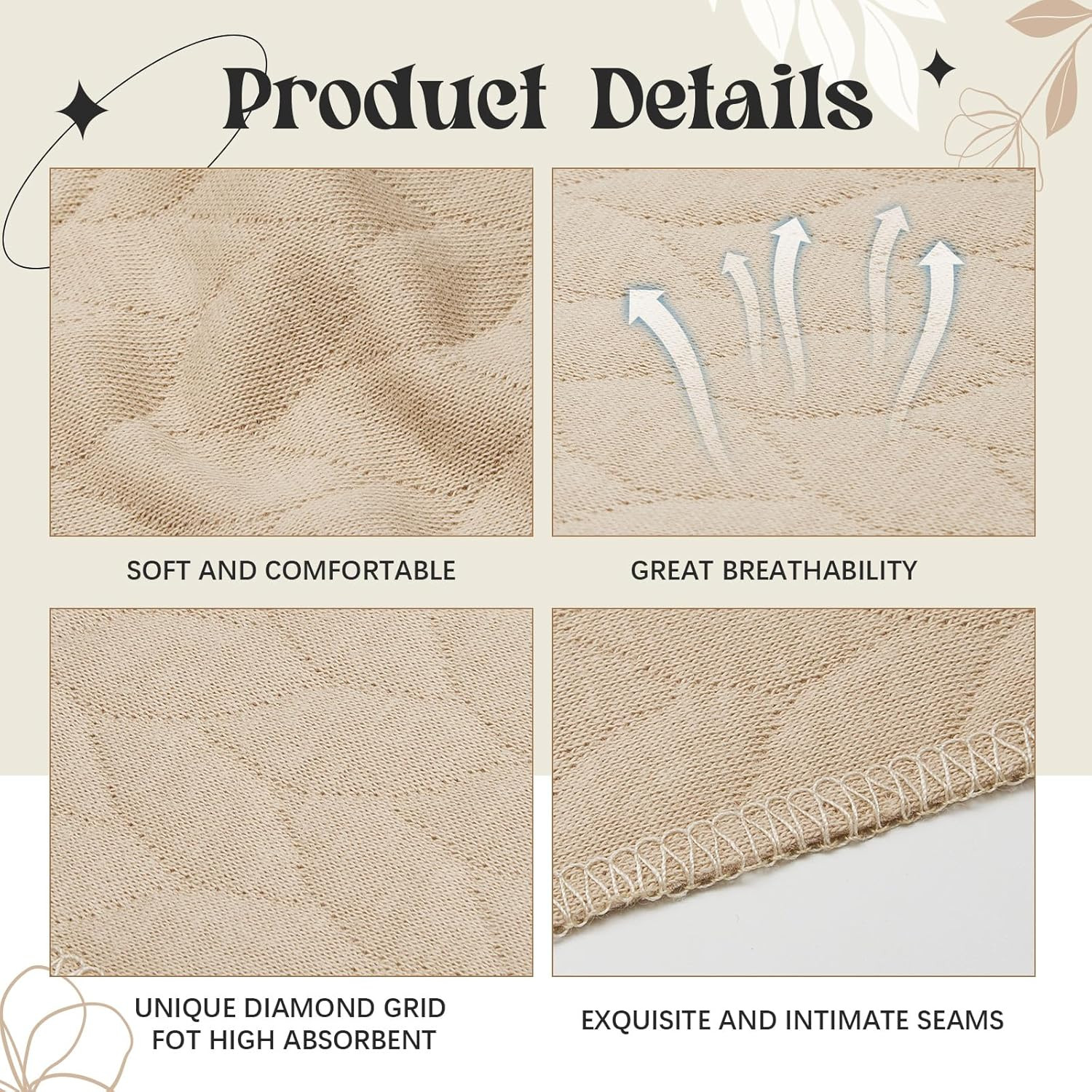 6 Pcs Cotton Bra Liners Rectangle under Bra Pads 3 Layer Bra Sweat Liners for Wo
