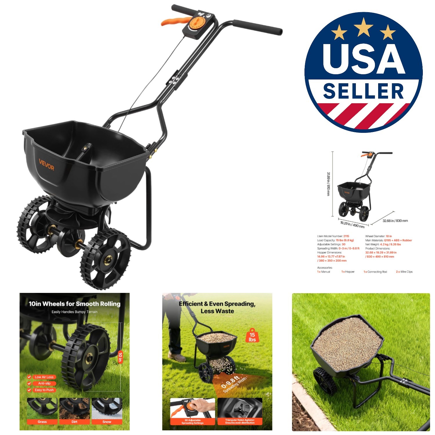 Effortless Gardening with 9.8 ft Broadcast Spreader - Easy Assembly & Storage
