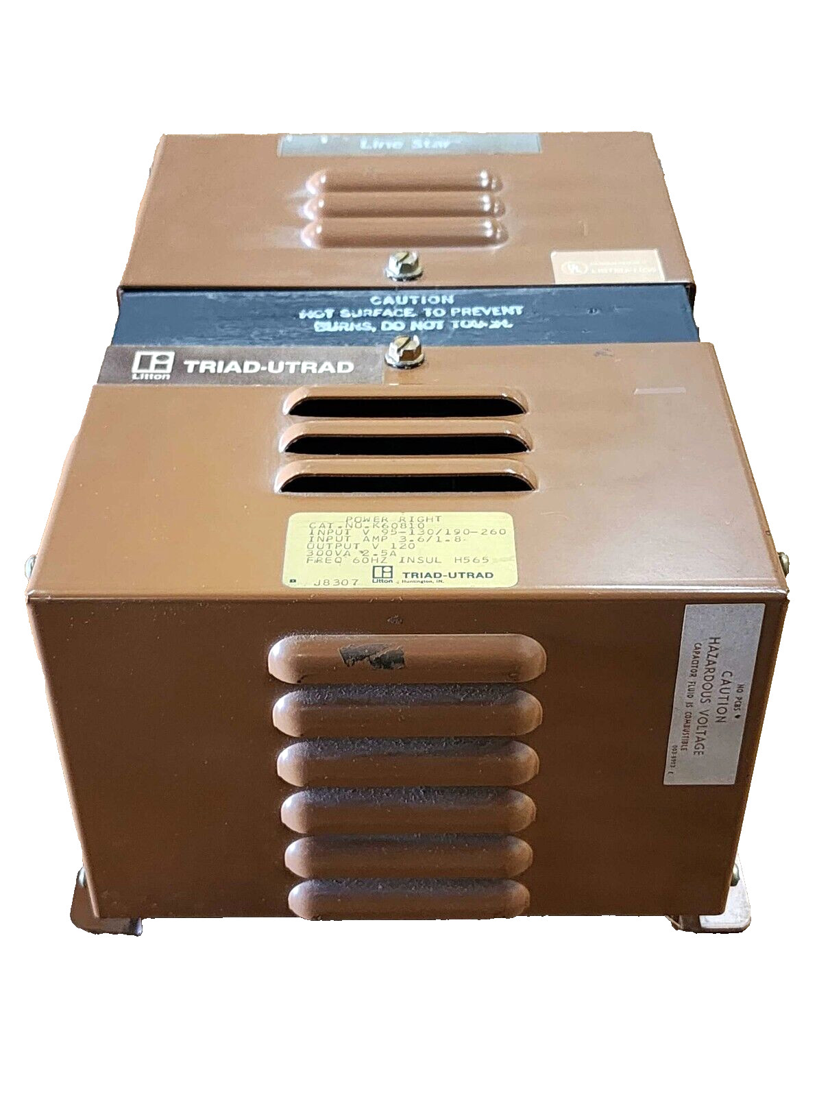 Triad K60810, 95-130/190-260V In, 3.6 /1.8A In 120V out, 300VA 2.5A Transformer