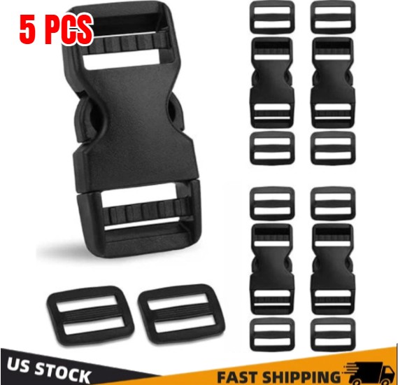 5 Set 1" Quick Side Release Plastic Buckles Clip Buckles for Nylon Webbing Strap