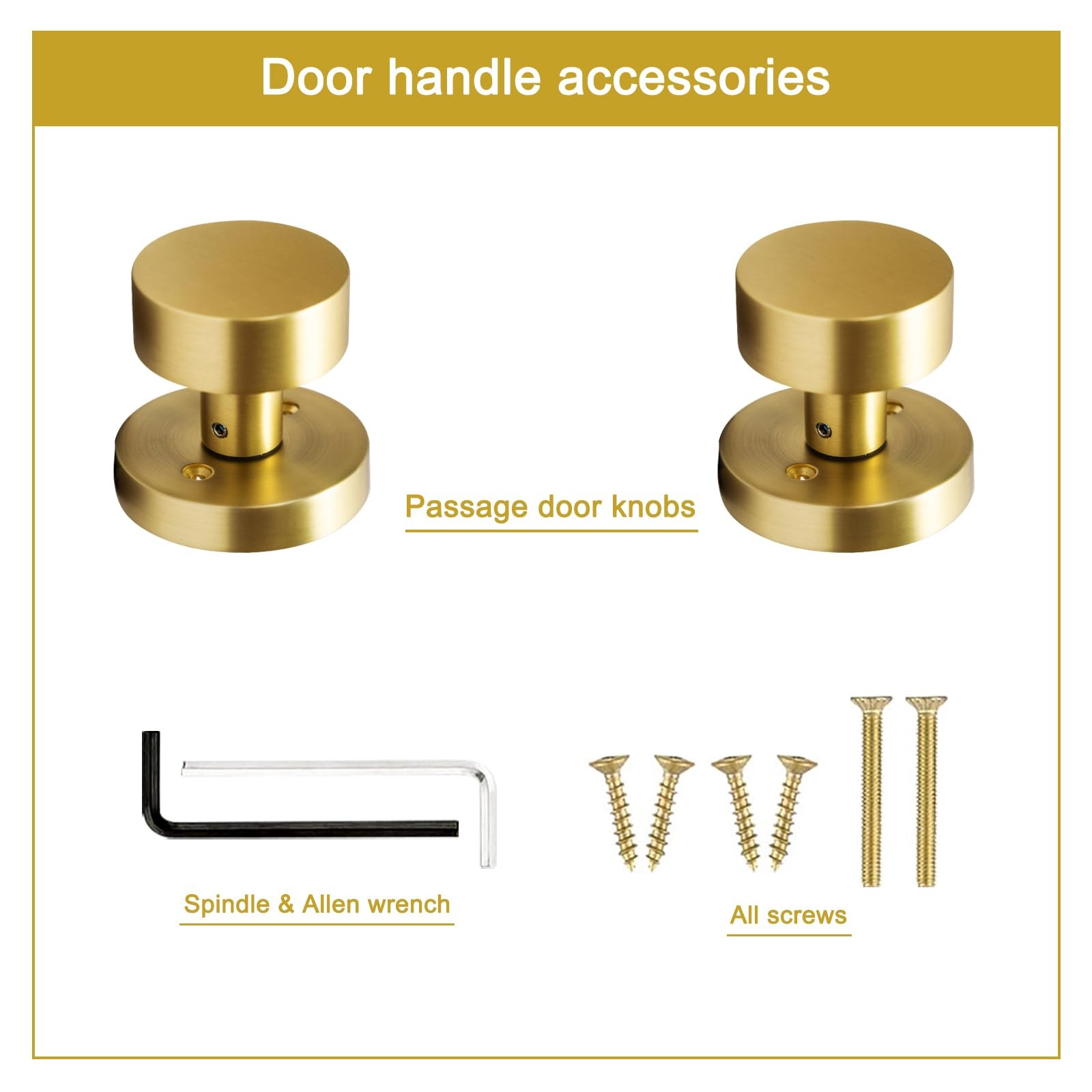 senharvest Gold Dummy Door Knobs Interior -for Satin Brass 2 Pack Dummy,