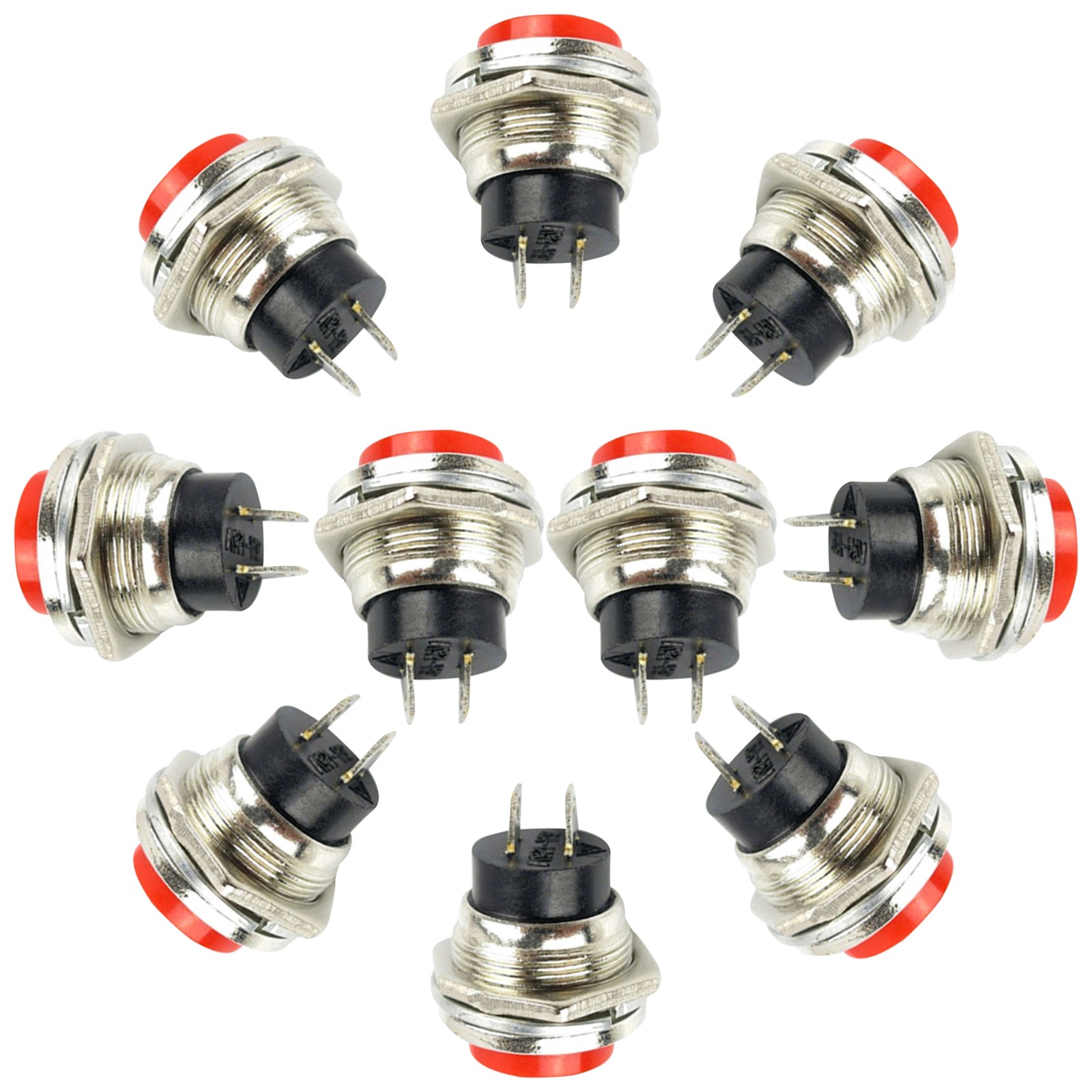 10Pcs Small Self-Reset Round Button Head Power Switch Circle Kill Button Switch