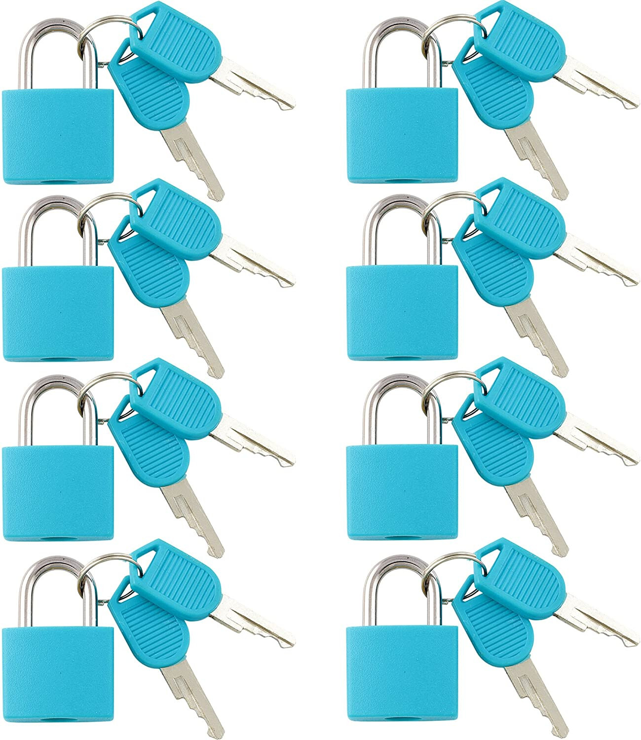 Small Mini Durable ABS Cover Brass Body Individually Keyed Padlock 8pc Blue