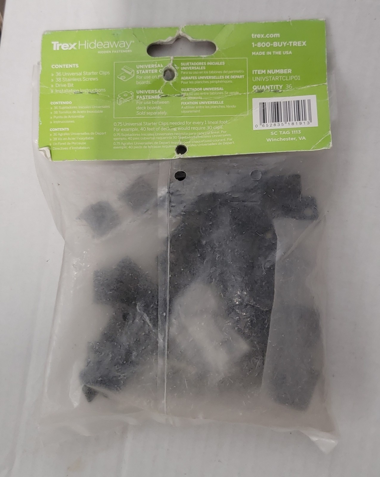 Trex Hideaway Universal Starter Clip 36 pc 400 Sq Ft Kits