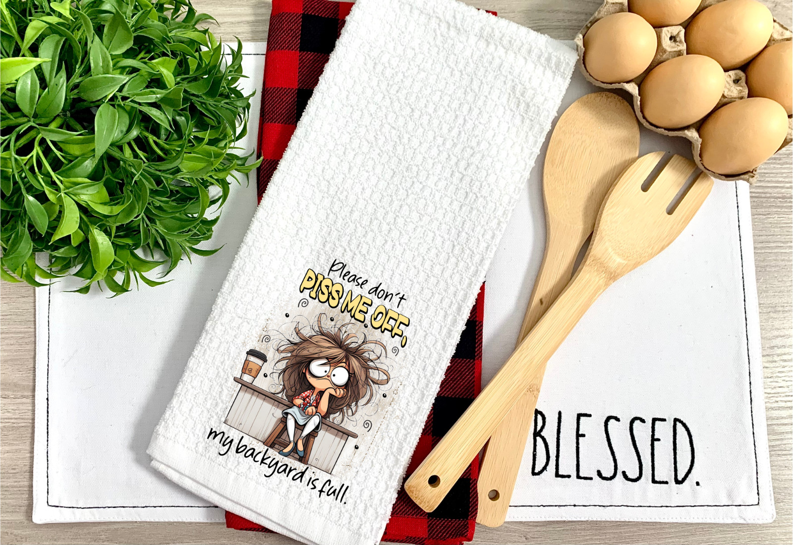 Don't Piss Me Off, Waffle Weave Dish/Tea Towel, Micro Fiber, 16x24", Soft (T420)