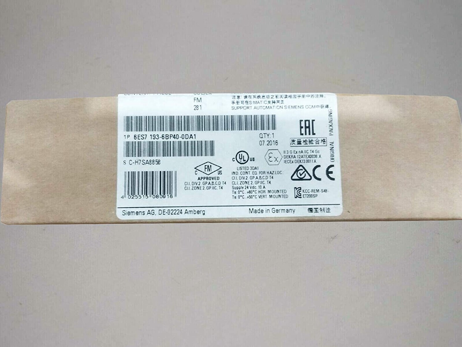NEW SIEMENS 6ES7193-6BP40-0DA1 6ES7 193-6BP40-0DA1