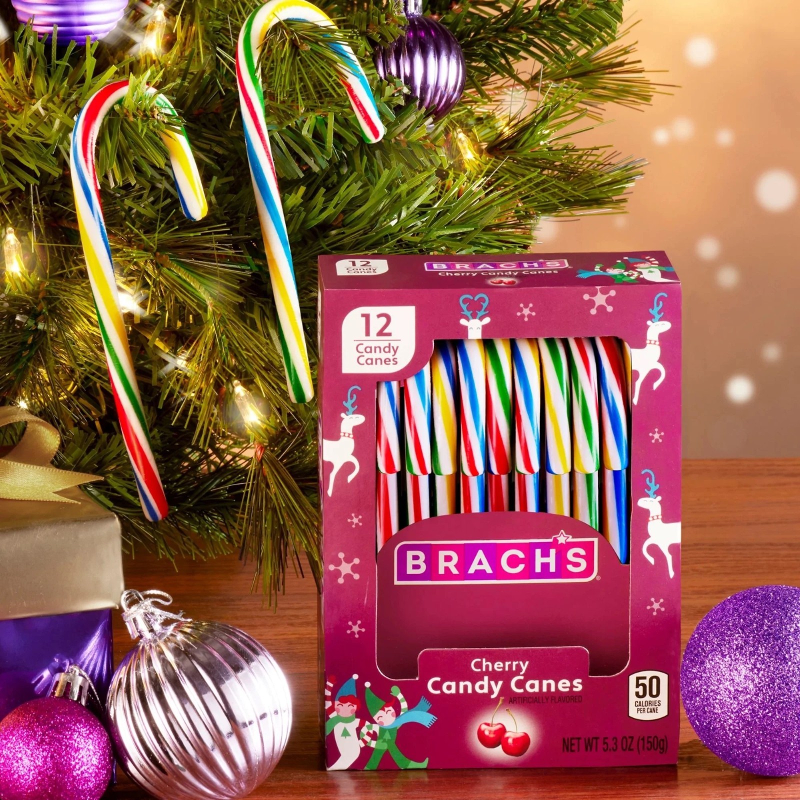 Brach's Holiday Christmas Cherry Candy Canes 12 Count - 2 Boxes
