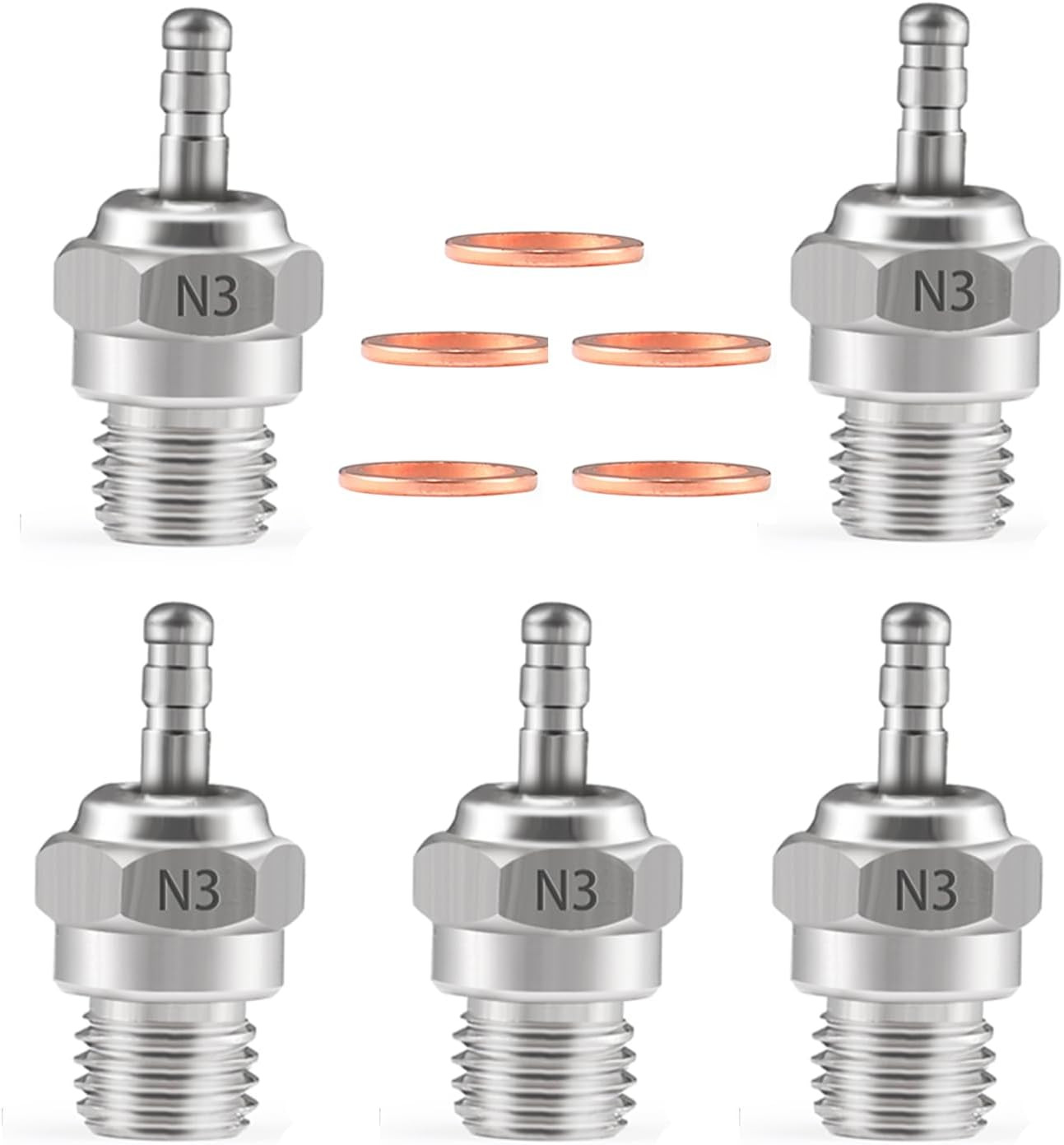 N3 Hot Spark Glow Plug for RC Nitro Engines Car Truck Buggy Pack of 5, Spark Plu