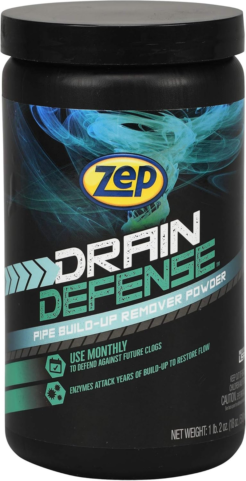 Zep Drain Defense Enzymatic Drain Cleaner Powder - 18 Ounces - ZDC16 - Safe for
