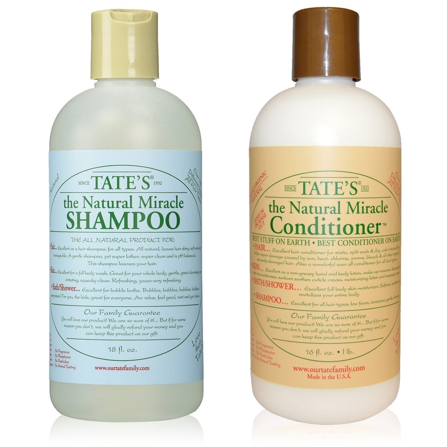 **BUNDLE** Tate's Natural Miracle Shampoo and Conditioner, 18 fl oz each