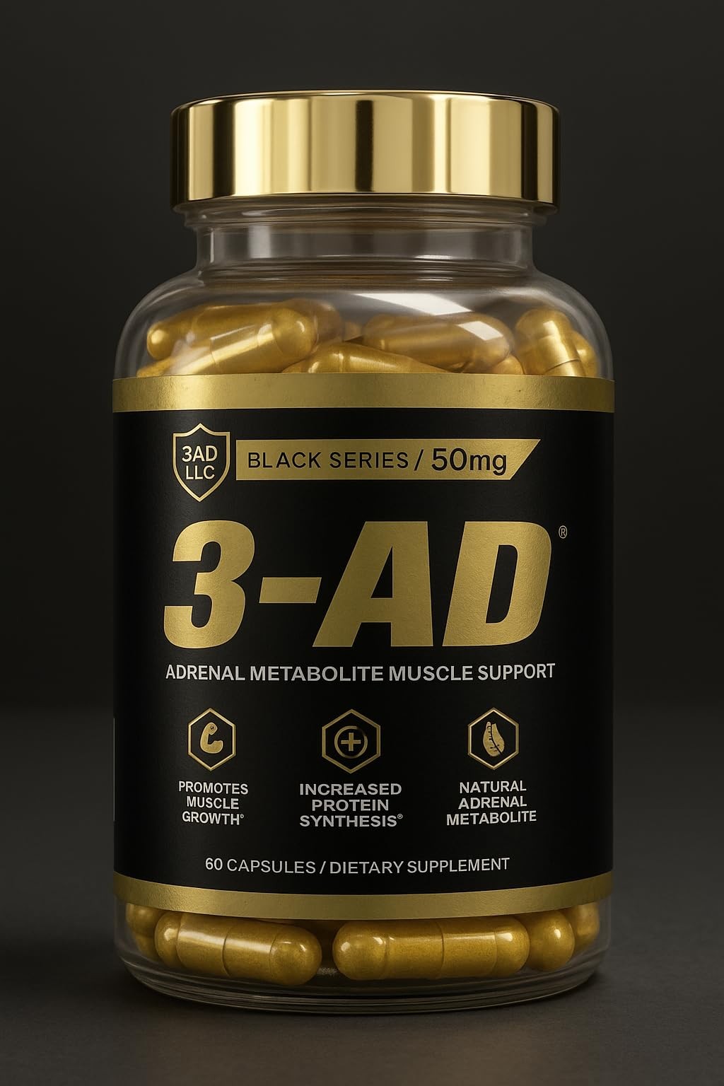 3-AD Black Series- Patented Mens Performance  Vitality Supplement - Muscle, S...