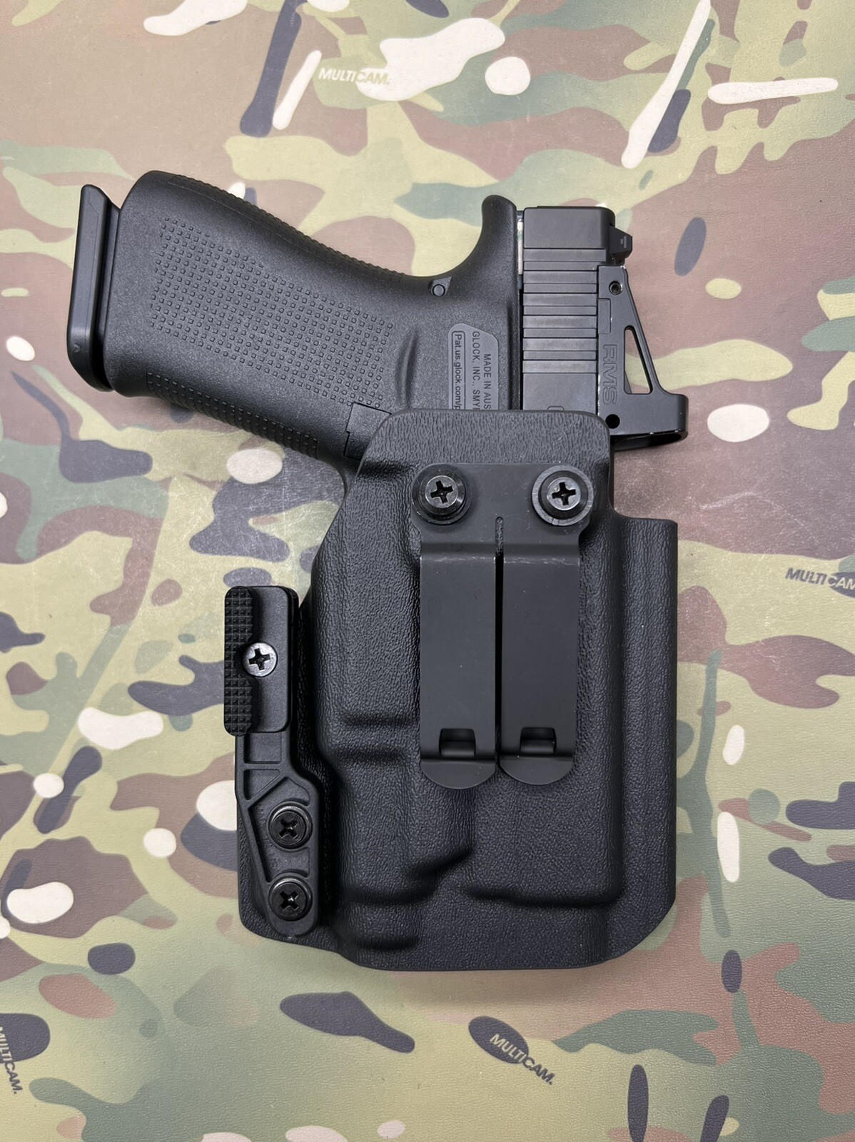Black Kydex IWB CLAW Holster for Glock 43X MOS Streamlight TLR7 sub