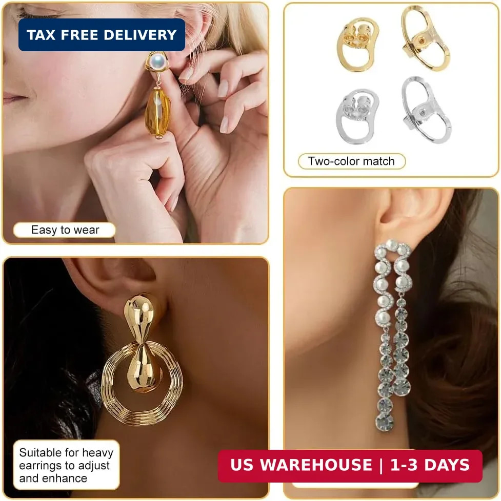 Earring Backs for Droopy Ears, Adjustable & Secure Earring Backs Lifters for Hea