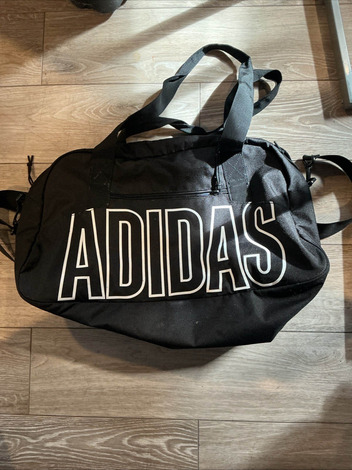 Adidas Medium Duffel Gym Bag Black White Logo