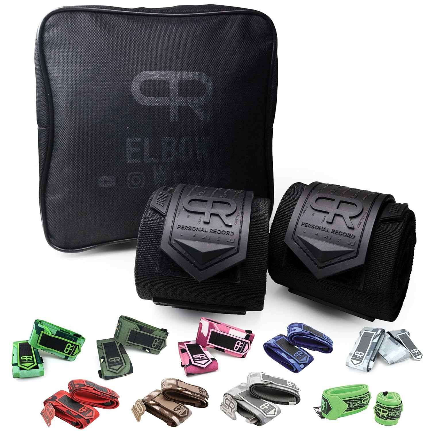 Elbow Wraps for Weightlifting - Heavy Duty Construction, 25% More Elasticity, Re