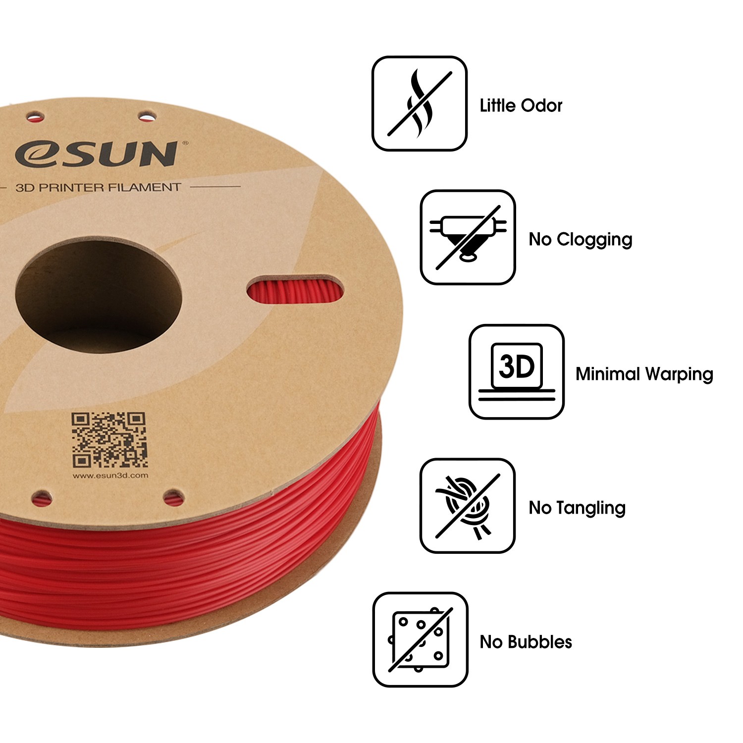 eSUN ABS+ 3D Printer Filament 1.75mm 1kg/Spool Fire Engine Red ABS Plus Filament