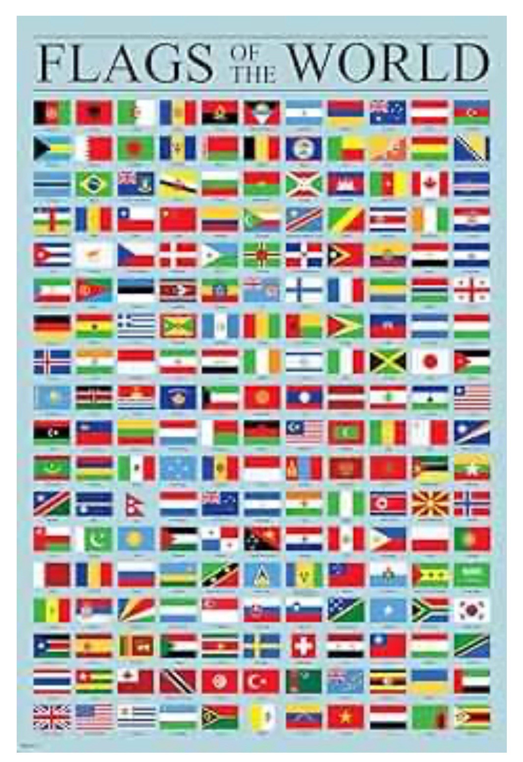 Flags of the World Poster Geography Classroom Decor International Country Refere