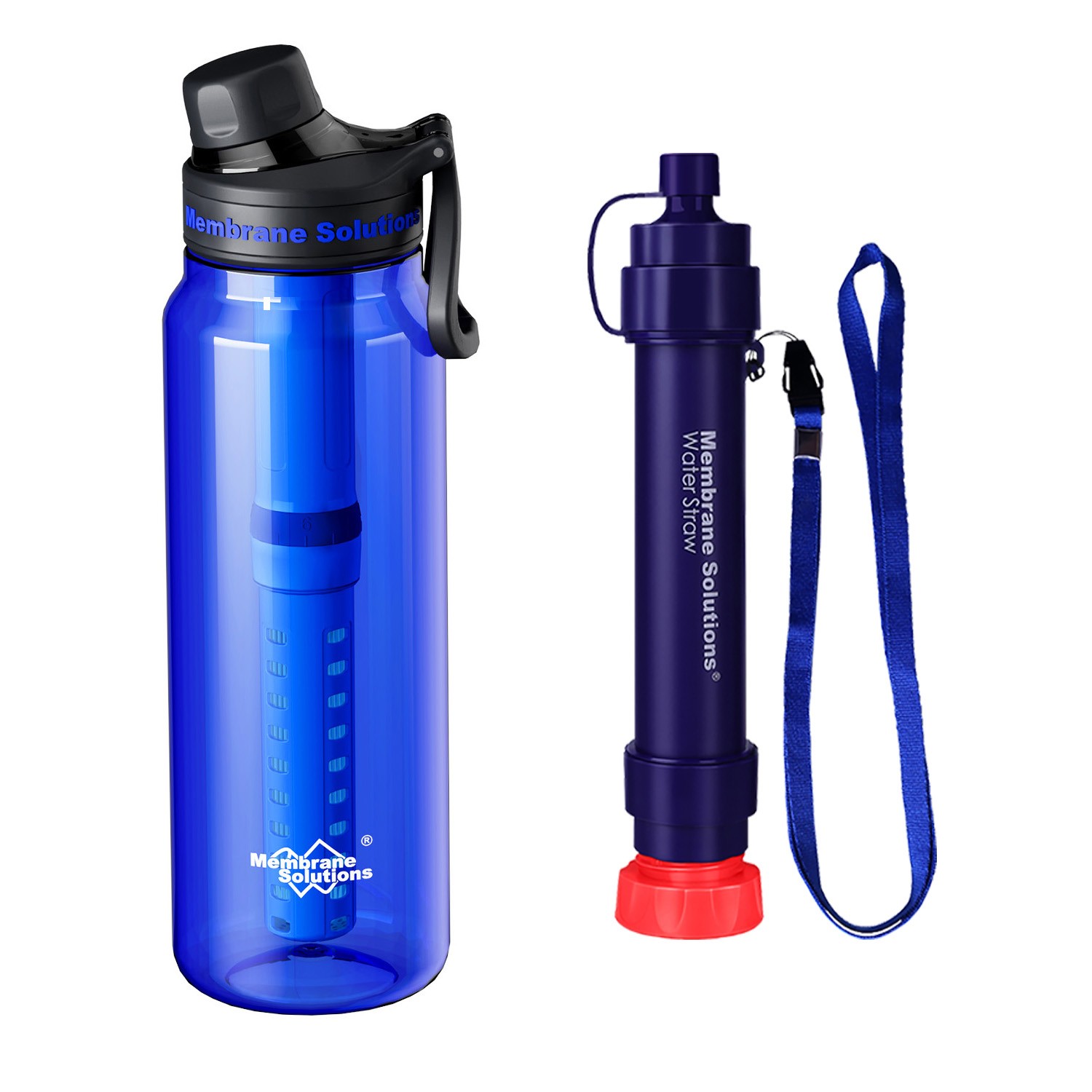 36oz UF Filtration Outdoor Survival Water Bottle Portable Water Filter Straw