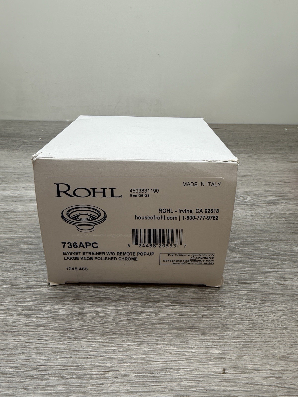Rohl 736APC 3 1/2" Basket Strainer without Remote pop-up -Chrome *Scratches*