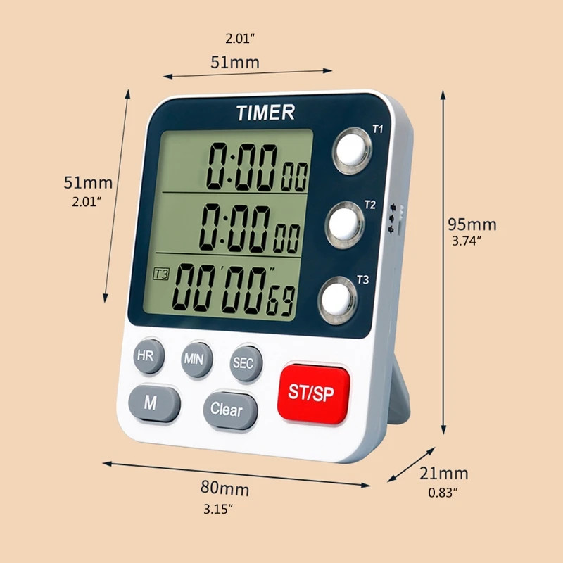Digital Kitchen Timer, Cooking Timer, Count Up and Down Timer for Loud Alarm, Cl
