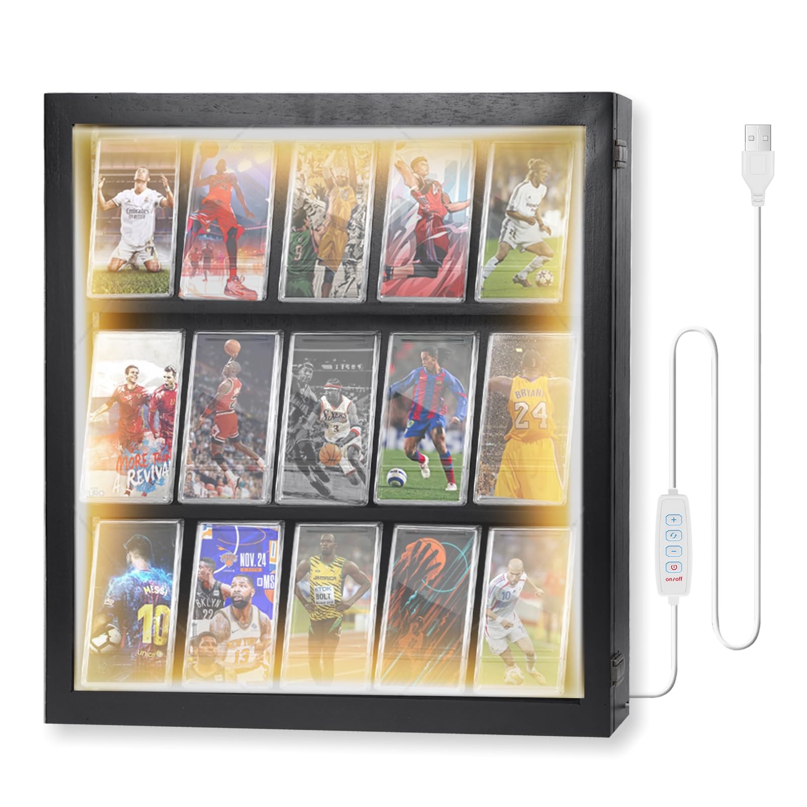 Sports Card Display Case with LED Light - PSA Graded, Football, Trading Wall Dis