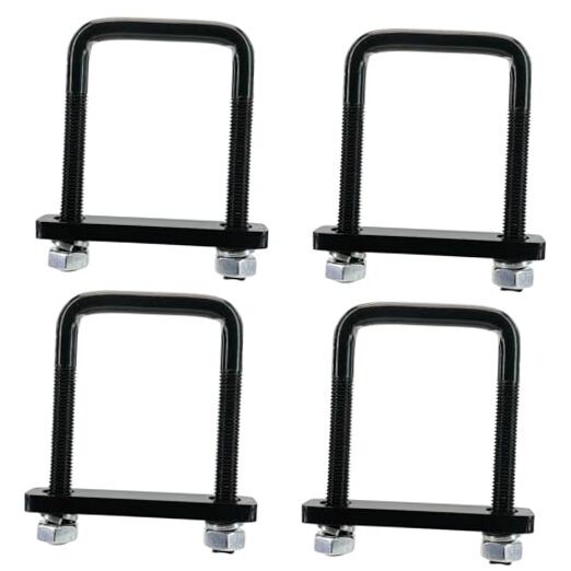 4 Pack Square U-Bolt for Trailer- Fits Fits Up To 3.0 Inch Wide Leaf Springs