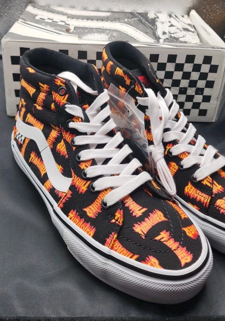 VANS Skate Sk8-Hi Thrasher Black Skateboarding Men's Shoes Size 8