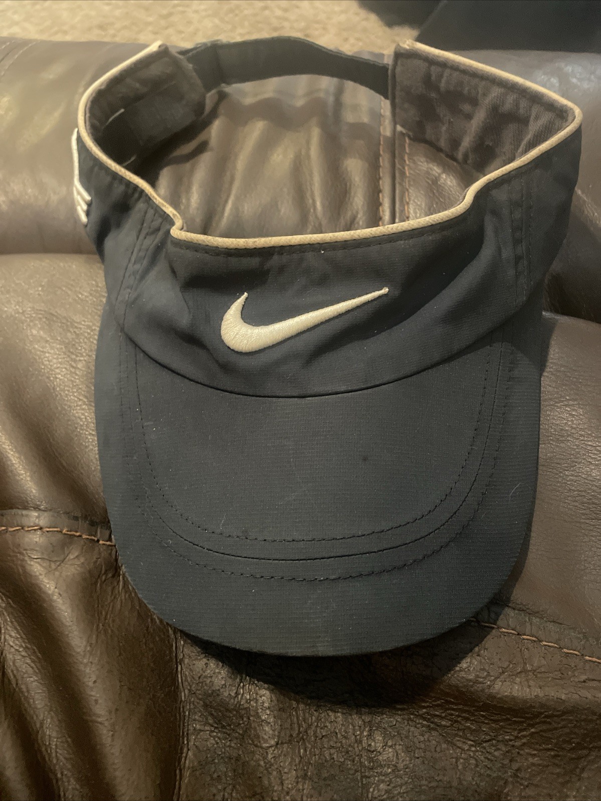 NIKE Adult Unisex SQ One Blue Embroidered Swoosh Logo Golf Visor Hat Summer Cap