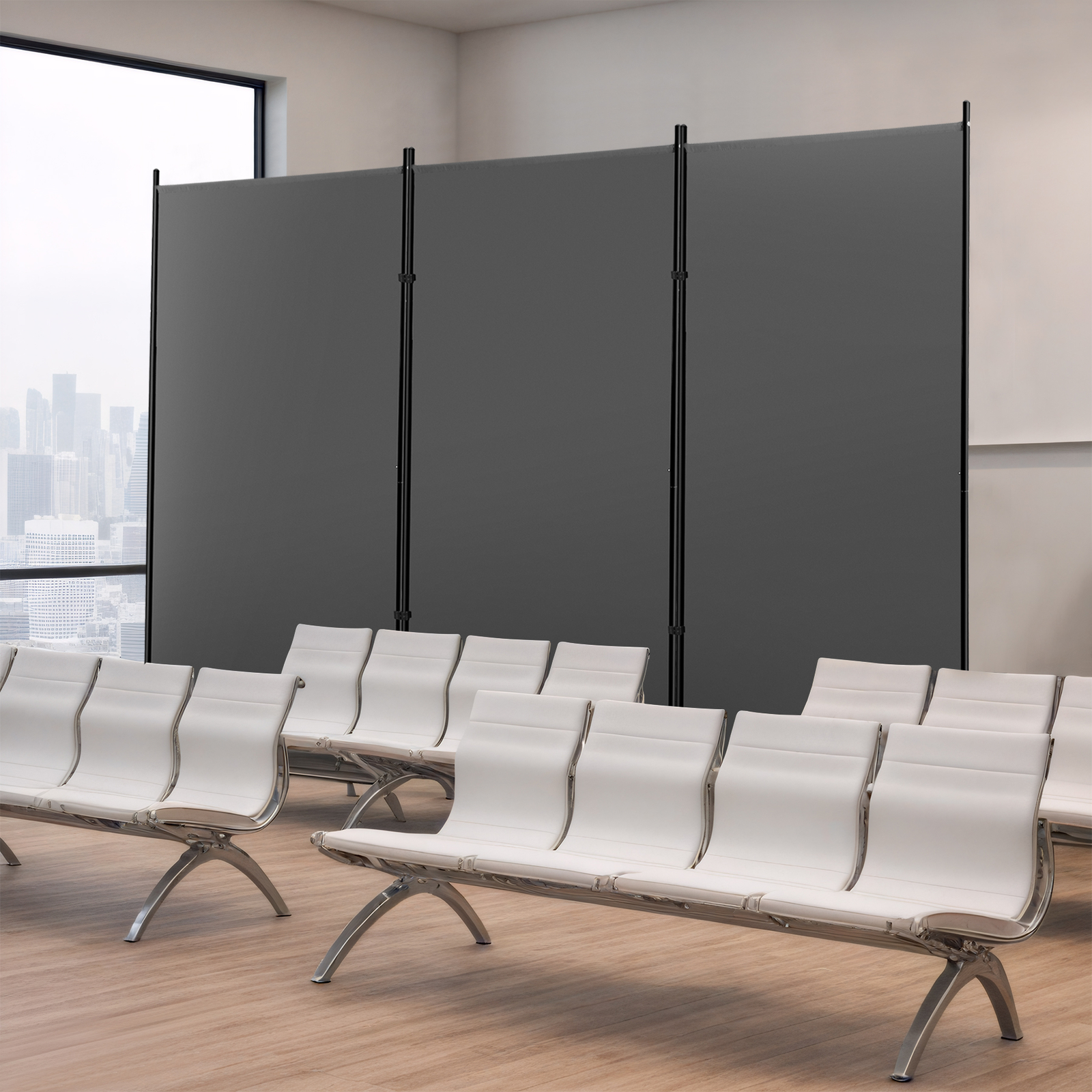 Room Divider Folding Privacy Screen Portable 3 Panel Partition Room Divider Gray