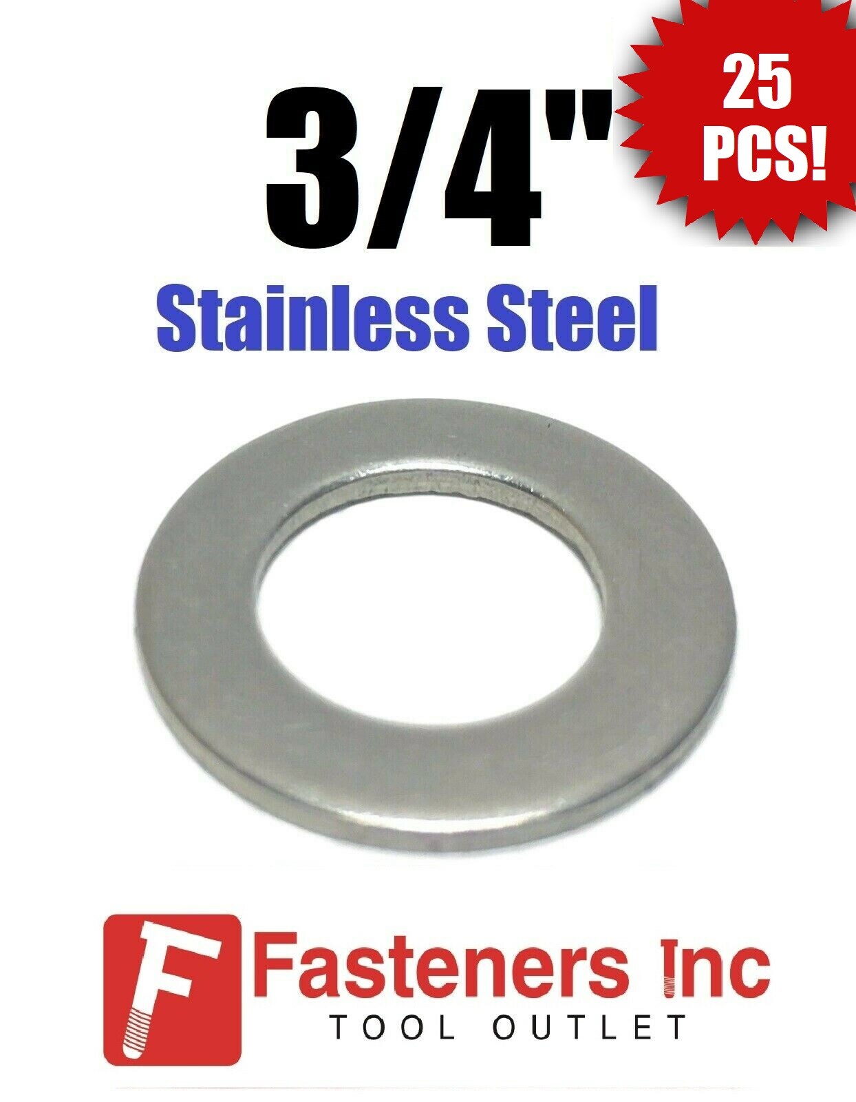 (Qty 25) 3/4" ID x 1.312 OD x 3/32 Stainless Steel AN Flat Washer Series C1216
