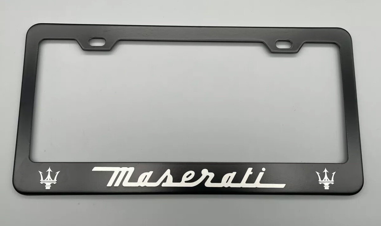 Maserati Black  License Plate Frame Stainless Steel with Laser Engraved