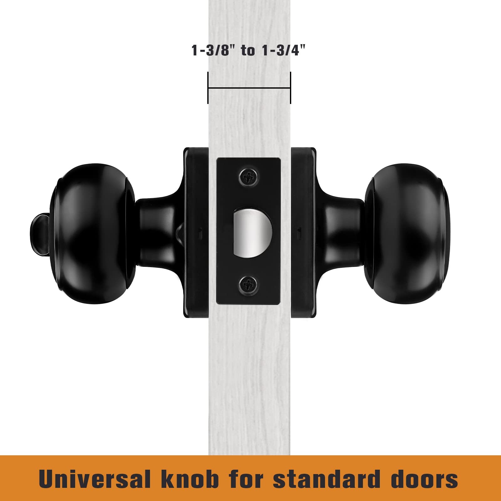 Black Door Knobs Privacy with Square Privacy,