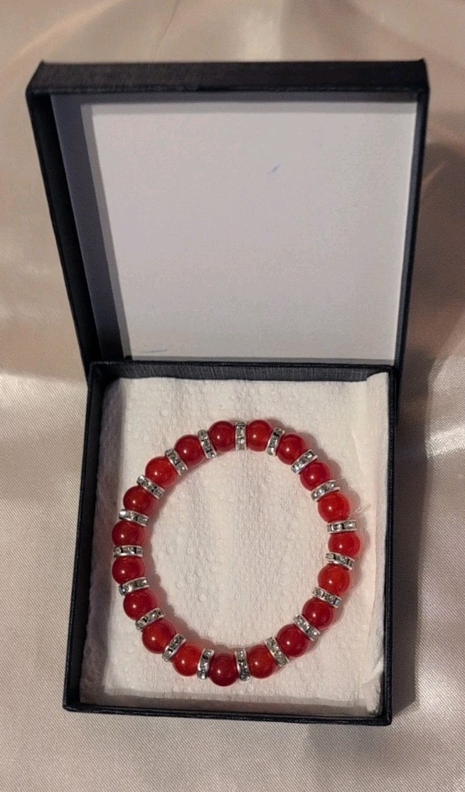 Red Crystal Bracelet With Diamond Accents - Great Holiday Gift