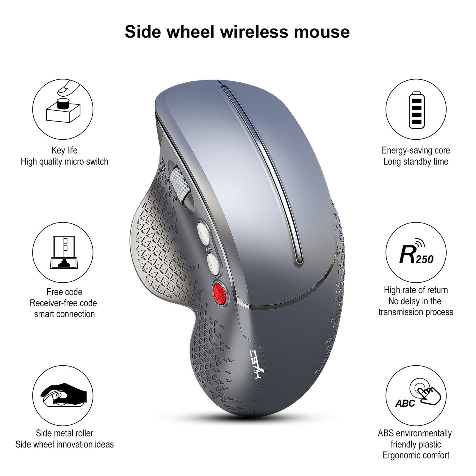 Wireless Vertical Mouse 2.4G Ergonomic Vertical Gaming Mouse 6-Button Desig EBSE