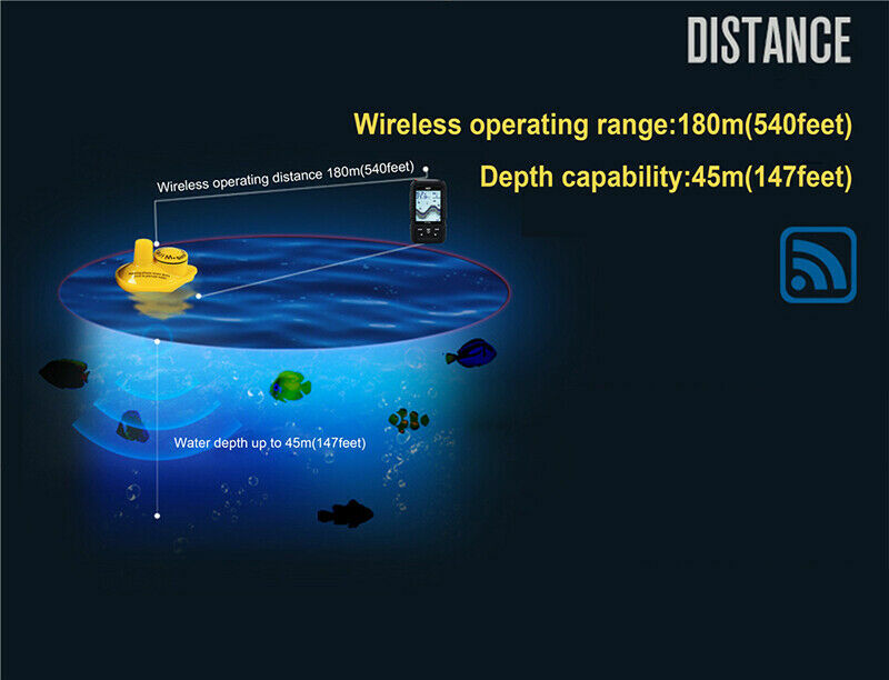 Wireless Fish Finder - 180 Metre Range. Sonar, Depth, Features, Carp, coarse
