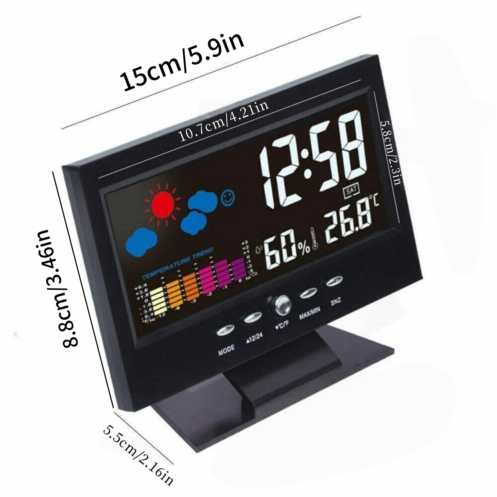Replacement Digital Alarm Clock Snooze Calendar Thermometer Hygrometer Display