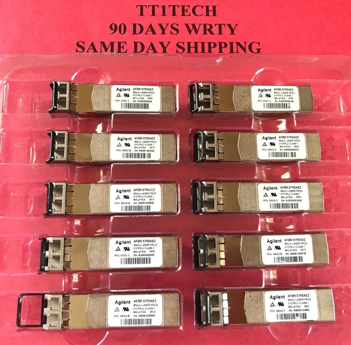 4x Avago/Aglient  AFBR-57R5AEZ 850nm 4GB SW SFP GBIC Transceivers IBM 77P7149