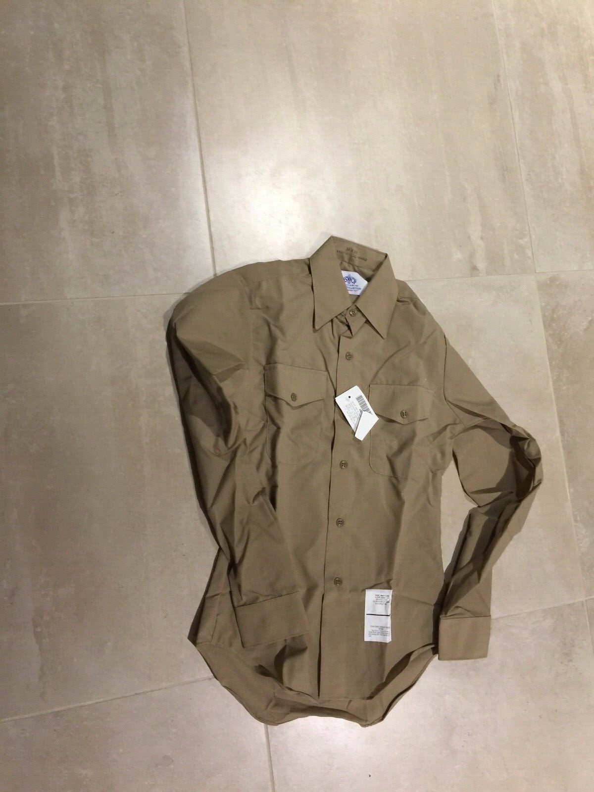 khaki,usn LONG sleeve shirt, new old stock, medium   15x32