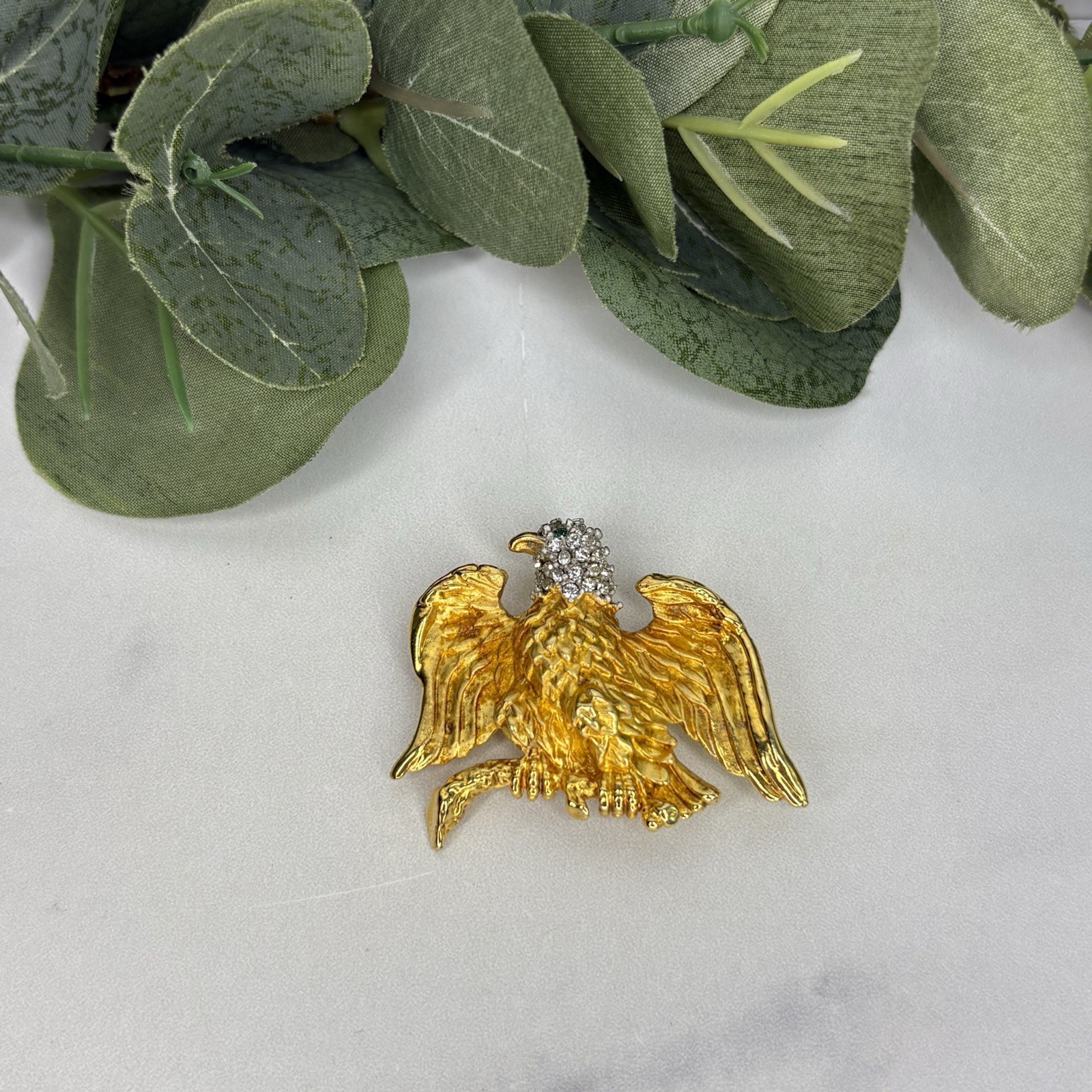 Smithsonian Institution SI First Ladies Eagle Brooch Gold Tone Rhinestone Pin